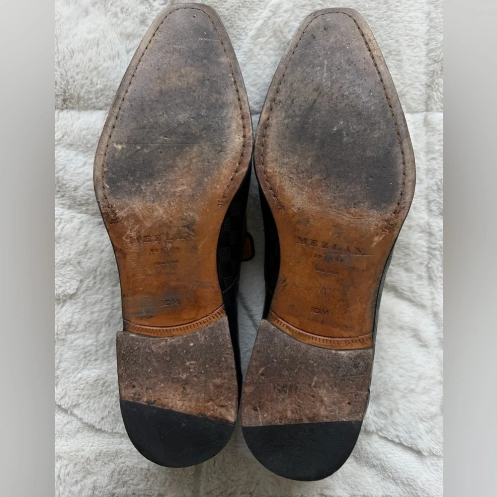 $449 Mezlan Verona Horse Bit Black Checkered Leather Slip-On Loafers 10M - Picture 9 of 11